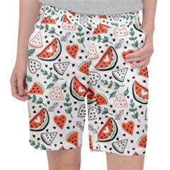 Seamless-vector-pattern-with-watermelons-mint Pocket Shorts by Wegoenart