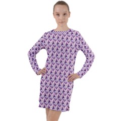 Purple Design Long Sleeve Hoodie Dress