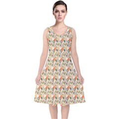 Abstract Pattern V-neck Midi Sleeveless Dress  by designsbymallika