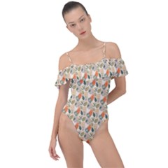 Abstract Pattern Frill Detail One Piece Swimsuit by designsbymallika