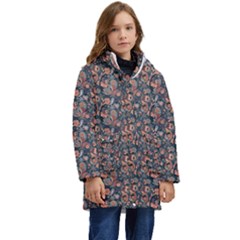 Paisley Pattern Kid s Hooded Longline Puffer Jacket by designsbymallika