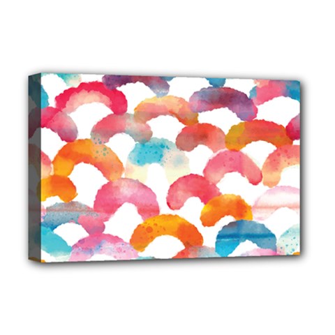 Rainbow Pattern Deluxe Canvas 18  X 12  (stretched) by designsbymallika