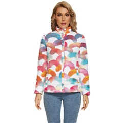 Rainbow Pattern Women s Puffer Bubble Jacket Coat by designsbymallika