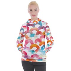 Rainbow Pattern Women s Hooded Pullover