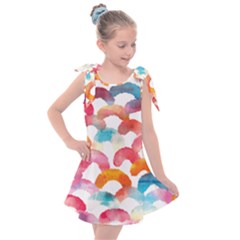 Rainbow Pattern Kids  Tie Up Tunic Dress
