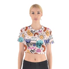 Abstract Doodle Pattern Cotton Crop Top by designsbymallika