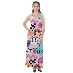 Abstract Doodle Pattern Sleeveless Velour Maxi Dress by designsbymallika