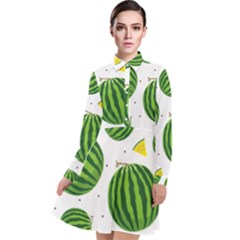 Watermelon Fruit Long Sleeve Chiffon Shirt Dress by ConteMonfrey