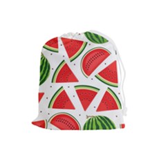 Watermelon Cuties White Drawstring Pouch (large) by ConteMonfrey