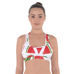 Watermelon Cuties White Cross Back Sports Bra by ConteMonfrey