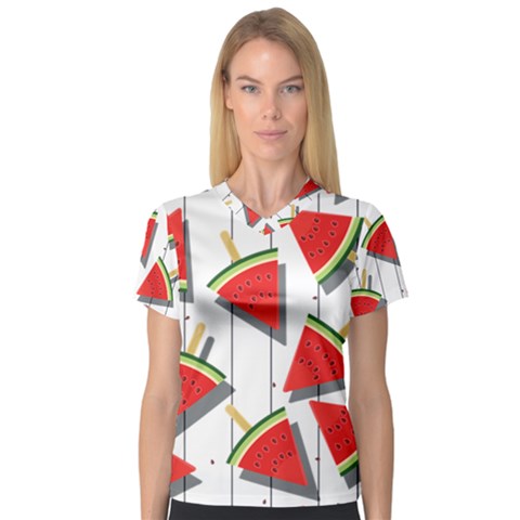 Watermelon Popsicle   V-neck Sport Mesh Tee by ConteMonfrey