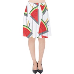 Watermelon Popsicle   Velvet High Waist Skirt by ConteMonfrey