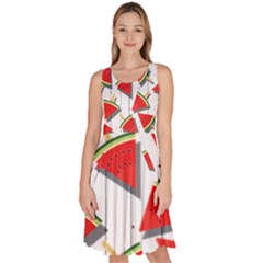 Watermelon Popsicle   Knee Length Skater Dress With Pockets by ConteMonfrey