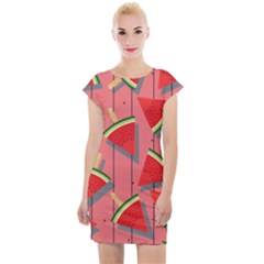 Red Watermelon Popsicle Cap Sleeve Bodycon Dress