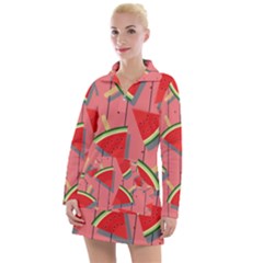 Red Watermelon Popsicle Women s Long Sleeve Casual Dress by ConteMonfrey
