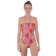 Red Watermelon Popsicle Tie Back One Piece Swimsuit by ConteMonfrey