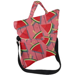 Red Watermelon Popsicle Fold Over Handle Tote Bag by ConteMonfrey