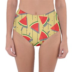 Pastel Watermelon Popsicle Reversible High-Waist Bikini Bottoms