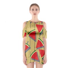 Pastel Watermelon Popsicle Shoulder Cutout One Piece Dress