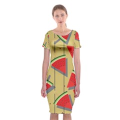 Pastel Watermelon Popsicle Classic Short Sleeve Midi Dress by ConteMonfrey