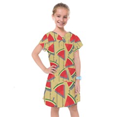 Pastel Watermelon Popsicle Kids  Drop Waist Dress