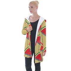 Pastel Watermelon Popsicle Longline Hooded Cardigan