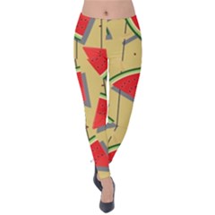 Pastel Watermelon Popsicle Velvet Leggings