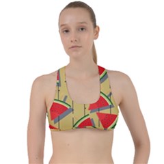 Pastel Watermelon Popsicle Criss Cross Racerback Sports Bra