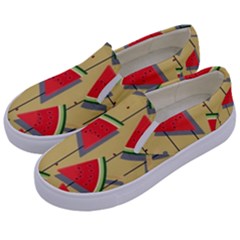 Pastel Watermelon Popsicle Kids  Canvas Slip Ons by ConteMonfrey