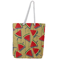 Pastel Watermelon Popsicle Full Print Rope Handle Tote (Large)