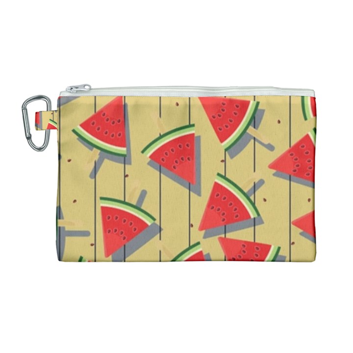 Pastel Watermelon Popsicle Canvas Cosmetic Bag (Large)