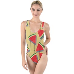 Pastel Watermelon Popsicle High Leg Strappy Swimsuit