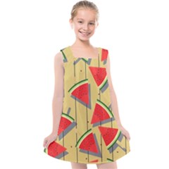 Pastel Watermelon Popsicle Kids  Cross Back Dress