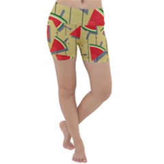 Pastel Watermelon Popsicle Lightweight Velour Yoga Shorts