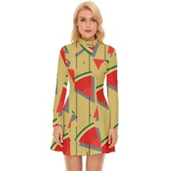 Pastel Watermelon Popsicle Long Sleeve Velour Longline Dress