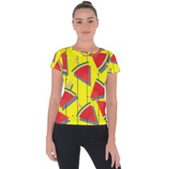 Yellow Watermelon Popsicle  Short Sleeve Sports Top  by ConteMonfrey