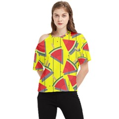 Yellow Watermelon Popsicle  One Shoulder Cut Out Tee by ConteMonfrey