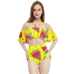 Yellow Watermelon Popsicle  Halter Flowy Bikini Set  by ConteMonfrey