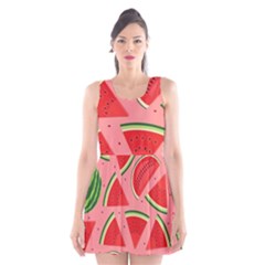 Red Watermelon  Scoop Neck Skater Dress by ConteMonfrey