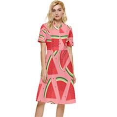 Red Watermelon  Button Top Knee Length Dress by ConteMonfrey
