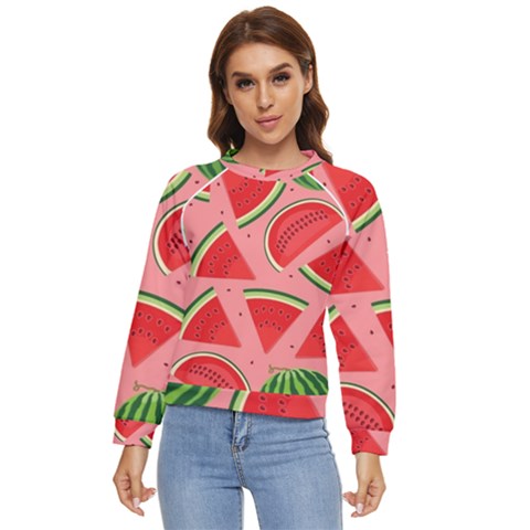 Red Watermelon  Women s Long Sleeve Raglan Tee by ConteMonfrey