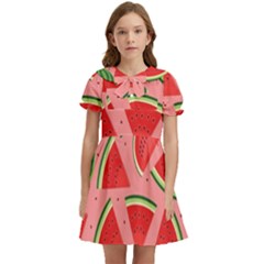 Red Watermelon  Kids  Bow Tie Puff Sleeve Dress by ConteMonfrey