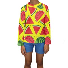 Yellow Watermelon   Kids  Long Sleeve Swimwear by ConteMonfrey