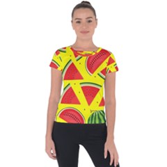 Yellow Watermelon   Short Sleeve Sports Top  by ConteMonfrey