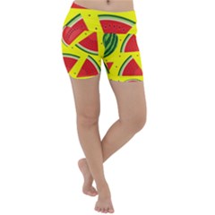 Yellow Watermelon   Lightweight Velour Yoga Shorts by ConteMonfrey
