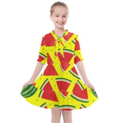 Yellow Watermelon   Kids  All Frills Chiffon Dress by ConteMonfrey