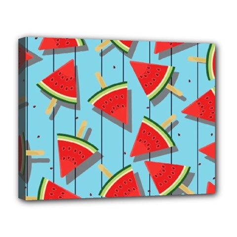 Blue Watermelon Popsicle  Canvas 14  X 11  (stretched) by ConteMonfrey