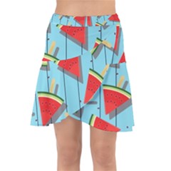 Blue Watermelon Popsicle  Wrap Front Skirt by ConteMonfrey