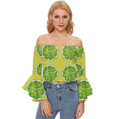 Yellow Lemonade  Off Shoulder Flutter Bell Sleeve Top by ConteMonfrey