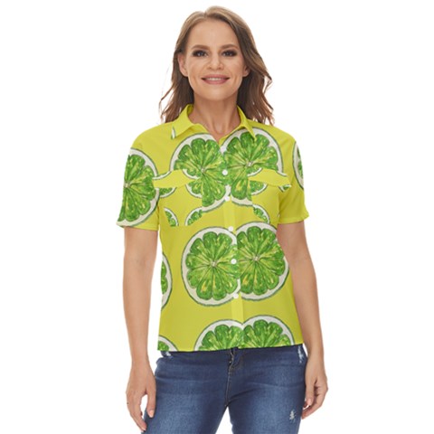 Yellow Lemonade  Women s Short Sleeve Double Pocket Shirt by ConteMonfrey